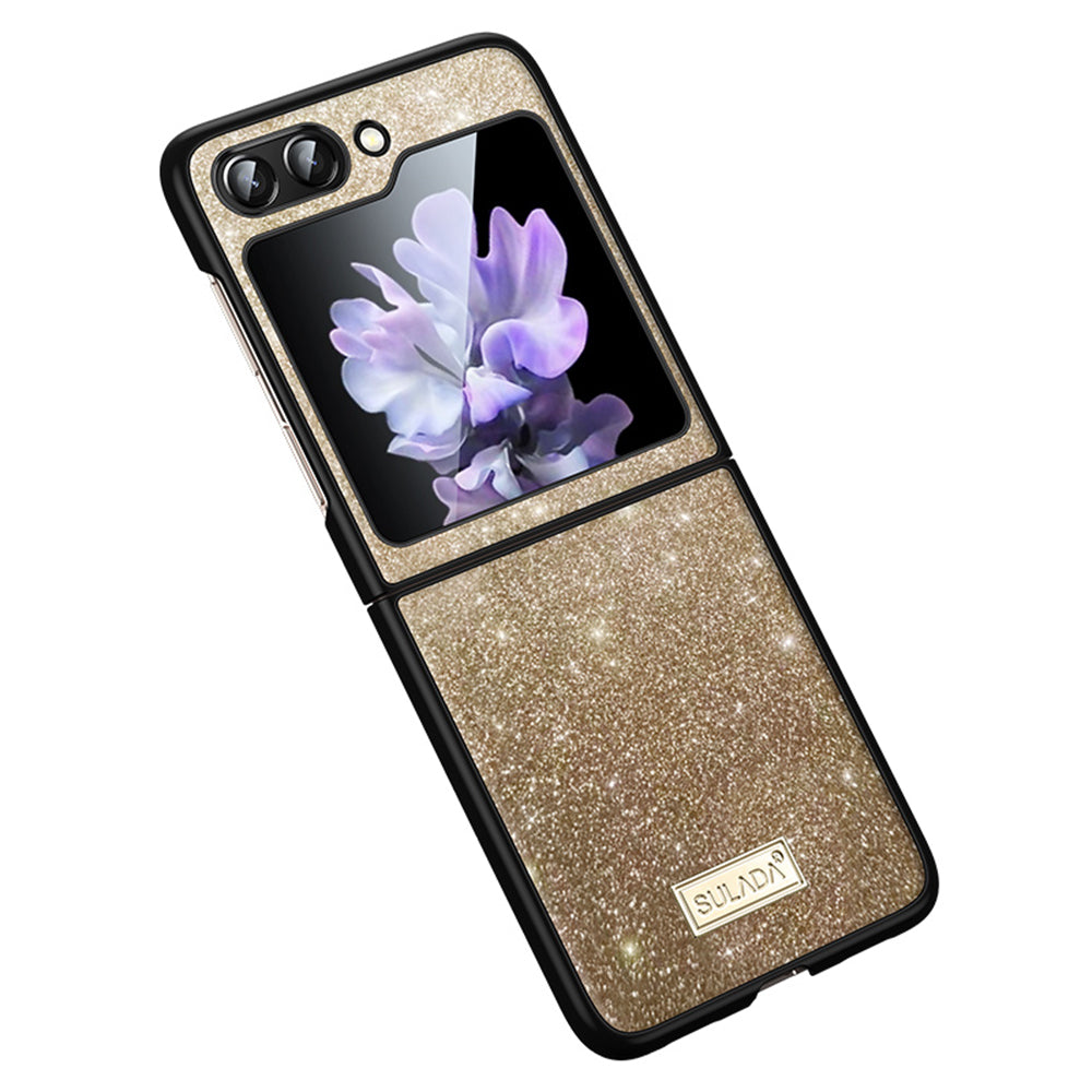 SULADA For Samsung Galaxy Z Flip5 5G Glitter Sequins Shiny Case PU Leather Coated PC TPU Anti Slip Shockproof Cover SULADA For Samsung Galaxy Z Flip5 5G Glitter Sequins Shiny Case PU Leather Coated PC TPU Anti Slip Shockproof Cover